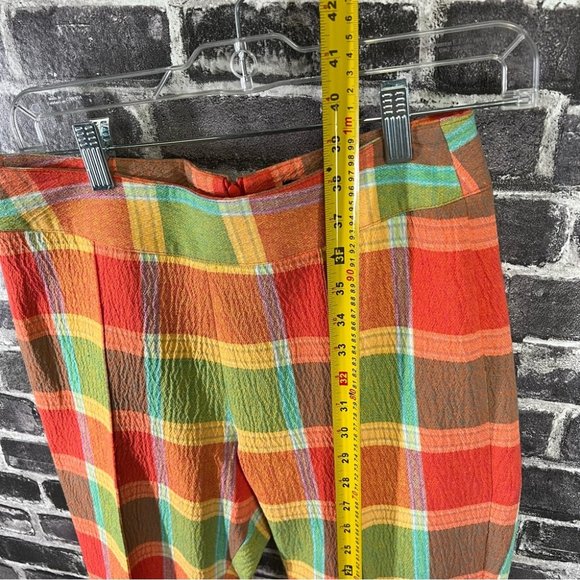 Smythe Cropped Pintuck Pants - Tangerine Plaid - Size 4 - Picture 12 of 12